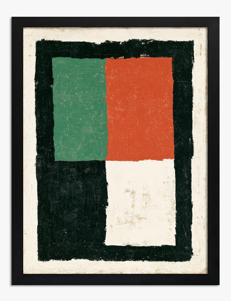 Green Red Black Blocks Art Print